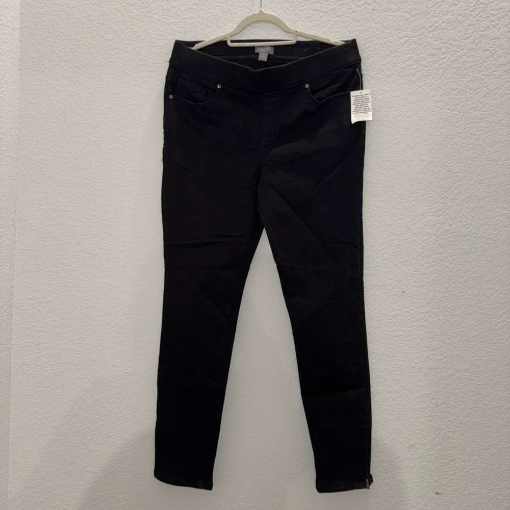NWT Martha Stewart Women's Size 16 Pull On Jeans Black Skinny Pants Ankle Zip